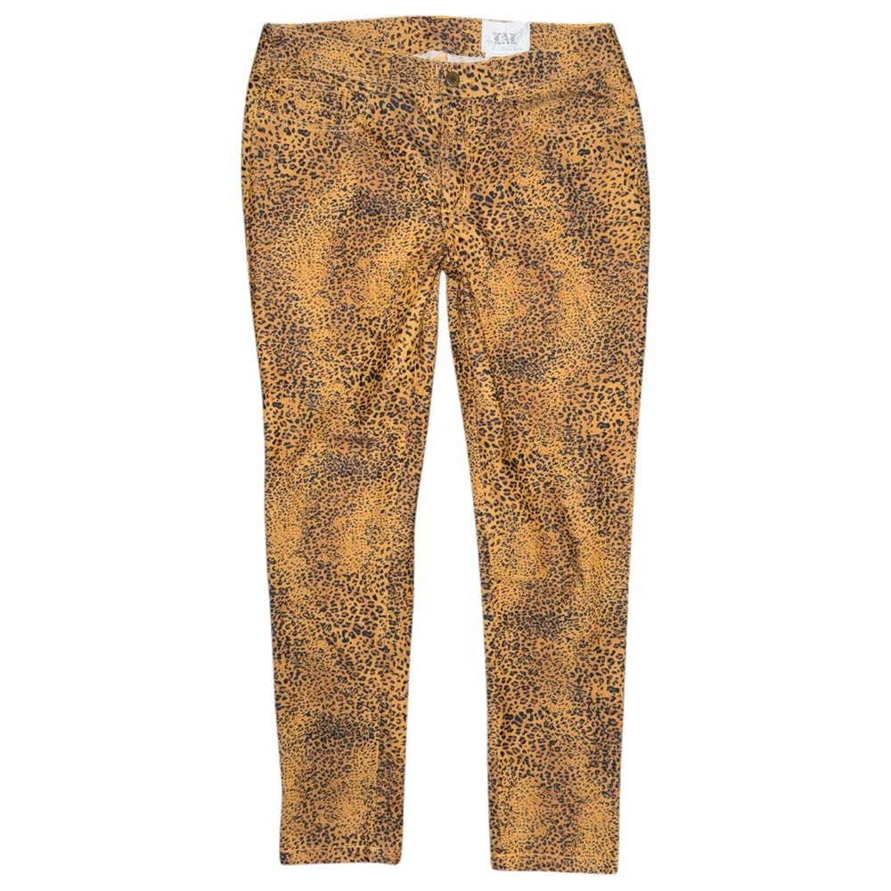 VTG Y2K Live a Little Cheetah Leopard Print Skinny Pants Sz 8 Mid Rise Mob Wife